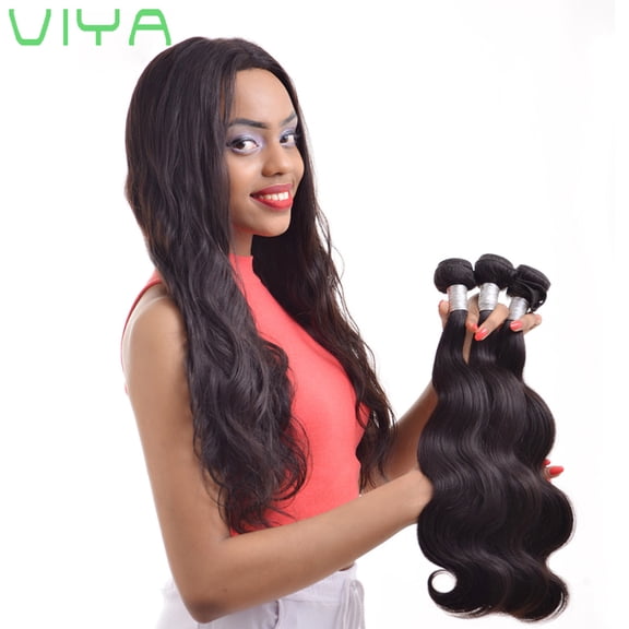 VIYA Body Wave Hair Weave Extensions Unprocessed Virgin Hair Natural Black 3 Bundles/Pack 16 Inch