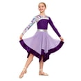 thumbnail image 1 of inlzdz Robe de Danse Imprimée pour Filles, Manches Longues, Bloc de Couleur, Asymétrique, Liturgique, Église, Rose 16, 1 of 5