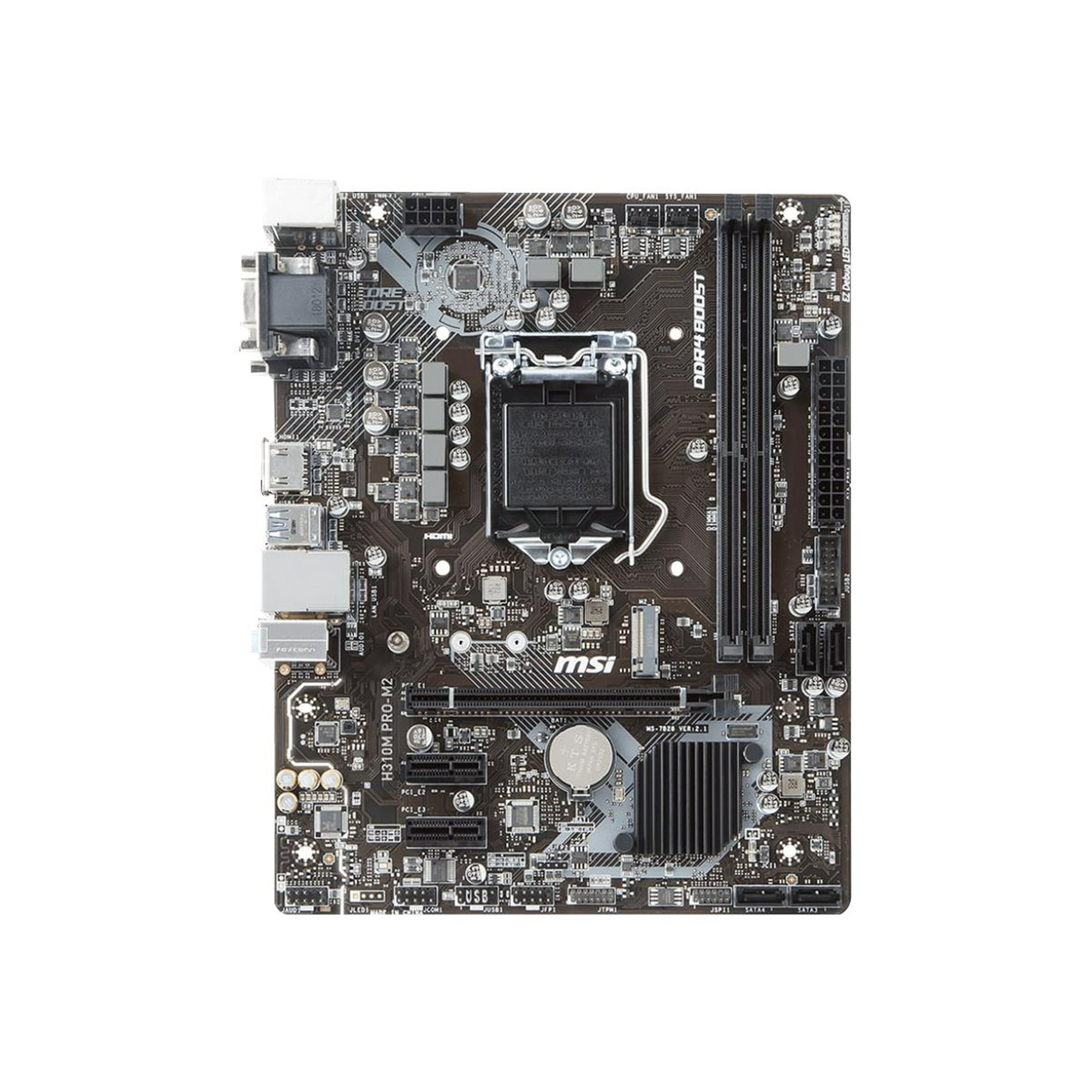 MSI H310M PRO M2 Motherboard micro ATX LGA1151 Socket H310 Chipset USB 3.1 Gen 1 Gigabit LAN onboard graphics CPU required HD Audio 8 channel Walmart