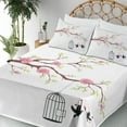 thumbnail image 5 of Ambesonne Love Fitted & Top Sheet Set with Shams, Roses Blossoms Birds, Pink Brown White, 5 of 8