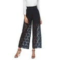 thumbnail image 4 of Lovzfmll High Waist Palazzo Pants for Women, Lace Trim Wide Leg, Streetwear Casual Ankle Length Pants Black, S, 4 of 5