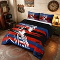 thumbnail image 2 of Manfei Patriotic Liberty Statue Full Size Comforter Sets, Grunge US Flag Bedding Comforter Set, Red White Blue, Black Reversible 3pcs, 1 Comforter and 2 Pillowcases, 2 of 6