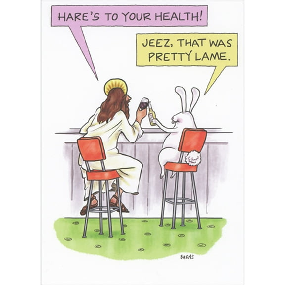 RSVP Jesus and Bunny Toasting at Bar Counter Funny / Humorous Easter Card