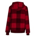 thumbnail image 4 of AKOEE Fluffy Winter Coats for Women with Hood Oversized Faux-fur Plaid Jacket Pocketed Long Sleeve Plush Outwear (S, Red), 4 of 7