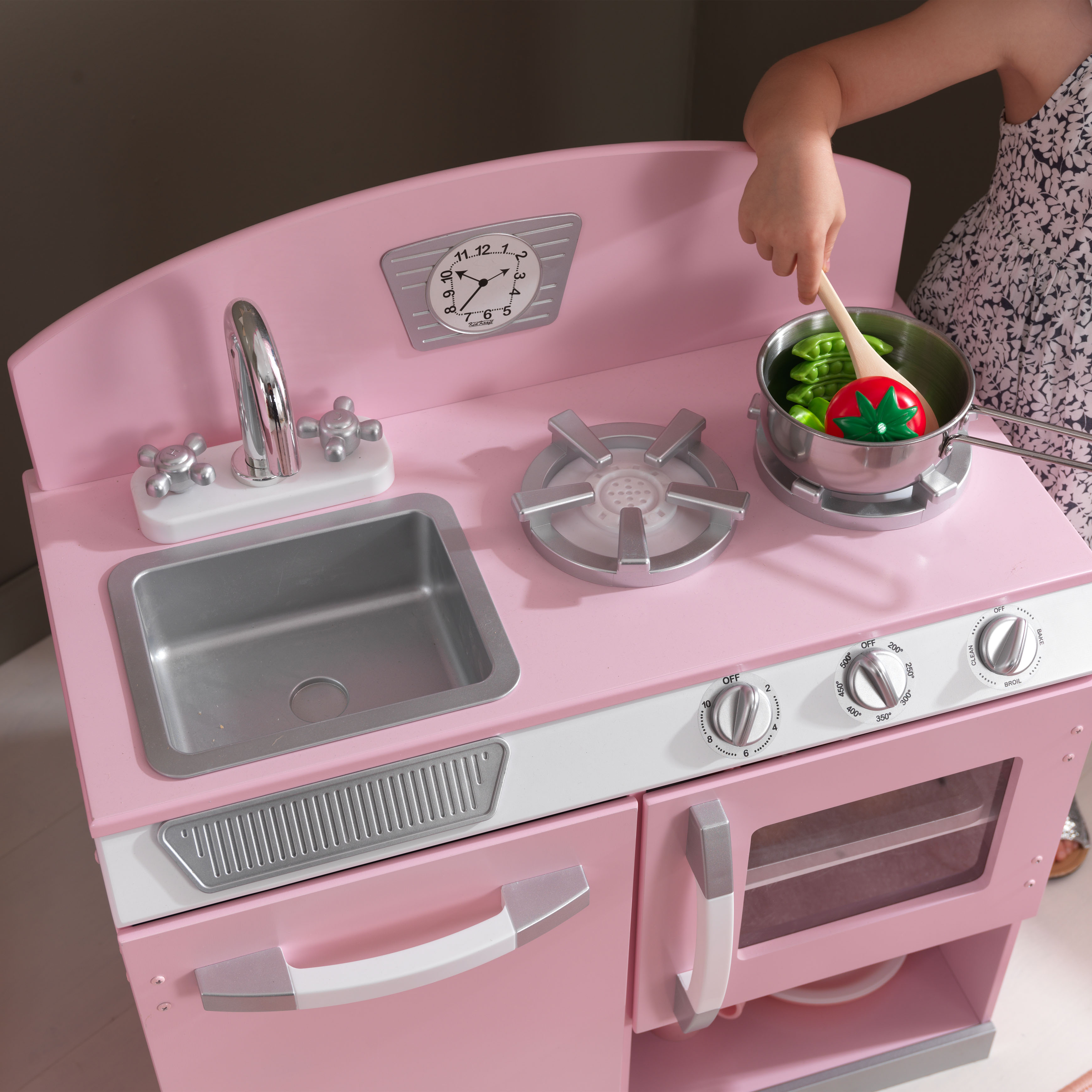 KidKraft Pink Retro Wooden Play Kitchen and Refrigerator 2-Piece Set - image 5 of 14