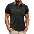 thumbnail image 2 of Yertdoel Men T-shirts Solid Color Short Sleeve Half Button Placket Lapel Neck Shirts with Pocket Soft Loose Comfortable Breathable Outdoor Hiking Cycling Tops, 2 of 7