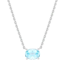Brilliance Fine Jewelry Oval Simulated Aquamarine Necklace in Sterling Silver