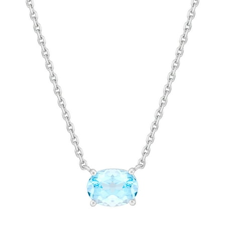 Brilliance Fine Jewelry Oval Simulated Aquamarine Necklace in Sterling Silver