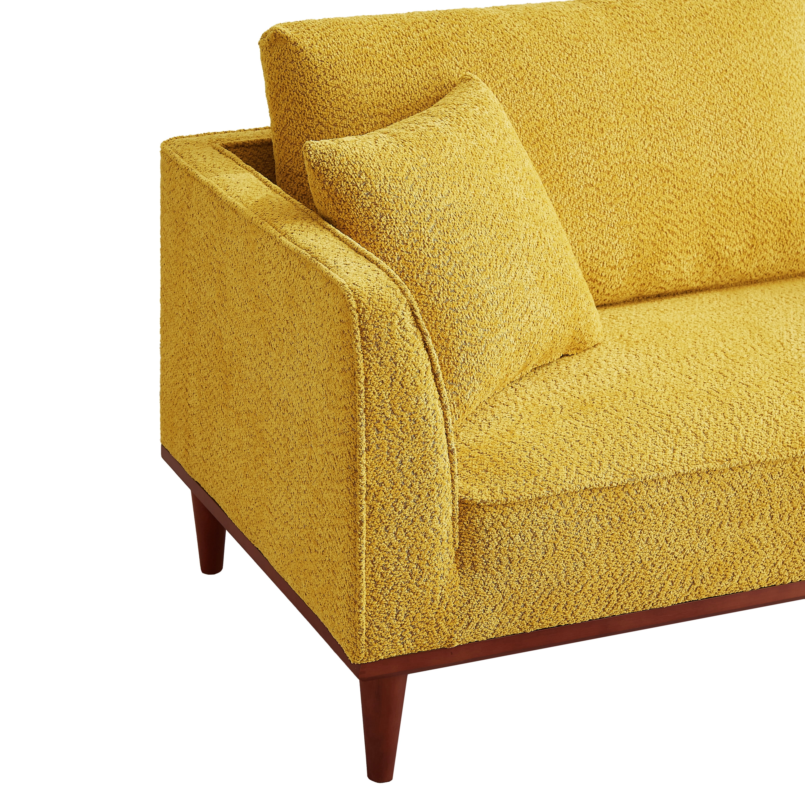 Upholstered Chaise Lounge and Stool, Convertible Chaise Lounge Chair with Detachable Ottoman for Living Room Bedroom Small Space, Easy Assembly, Yellow