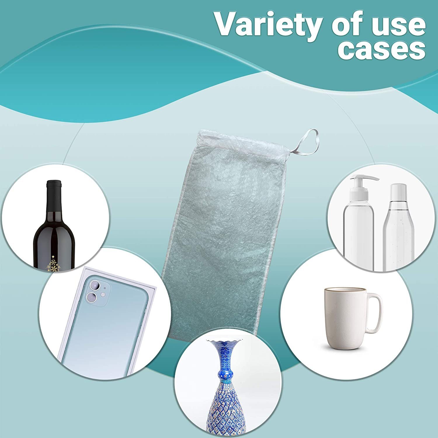 Pack of 10 Drawstring Bubble Out Bags 12 x 16. White Bubble Bags 12x16, Double Walled Bubble Pouch Bags for Packing, Moving, Shipping, Mailing, Bubble Cushioning Wrap Bags.