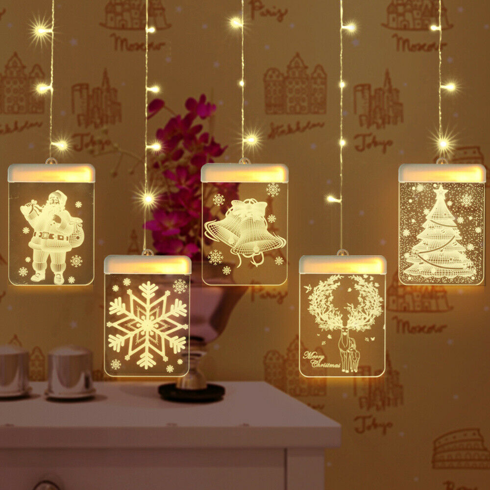 Christmas Curtain Lights Hanging Wall Lamp For Party Home Decorations LED 3D New