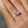 thumbnail image 4 of Gem Stone King 2.37 Ct Oval Checkerboard Purple Amethyst 18K Yellow Gold Plated Silver Ring, 4 of 6