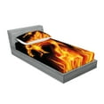 thumbnail image 2 of Ambesonne Dragon Fitted Sheet & Pillow Sham Set, Abstract Fiery Creature, Twin, Orange Black, 2 of 2