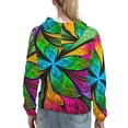 thumbnail image 7 of Uemuo Multicolored Beautiful Flower Pattern Women's Hoodie with Eye-catching Drawstrings- Casual Pullover Hoodie with Kangaroo Pocket, Stylish Hooded Sweatshirt-Medium, 7 of 7