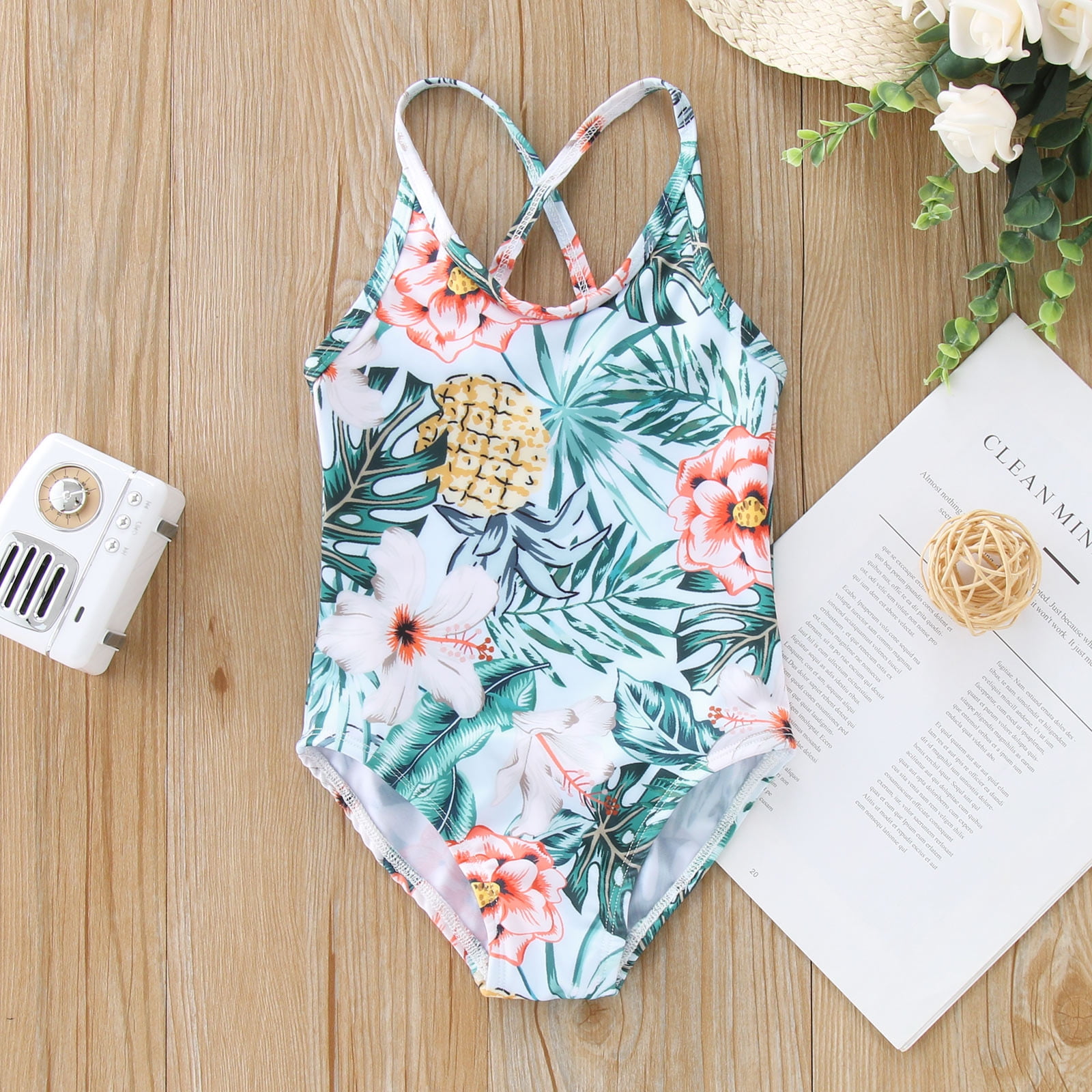 Parent Child Swimsuit Bikini Printed OnePiece Pineapple Printed One