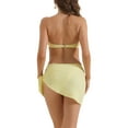 thumbnail image 3 of Elerevyo Women's Ribbed O Ring Bandeau Bikini Sets, 3 Piece Back Buckle Triangle Thong Bottom Swimwear Bathing Suits Small Light Yellow, 3 of 5