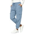 thumbnail image 6 of Samdudou Womens Cargo Pants Joggers with Drawstring Waistband Elastic Cuffs and Flap Pockets Casual Outdoor Hiking Trousers for Ladies and Teen Girls, 6 of 9