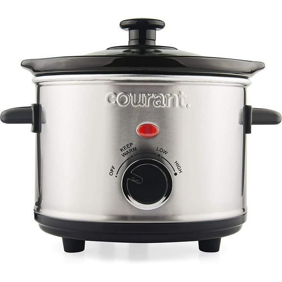 Courant Mini Slow Cooker 1.6 Quart Dishwasher Safe Pot, Stainless Steel - Silver