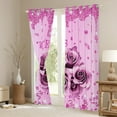thumbnail image 3 of Feelyou 3D Pink Rose Black Out Curtains for Couple, Romantic Valentine's Day Curtains Pack of 2 (42x63 Each), Glitter Fashion Diamond Bedroom Curtains, Black Out Curtains Decor, 3 of 6