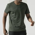 thumbnail image 6 of ohmzyzo Men's Short Sleeve T-Shirts Quick Dry Moisture Wicking Athletic Tee Tops Breathable Solid Color Tees Gym Sports Shirts for Big & Tall Army Green L, 6 of 7