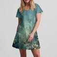 thumbnail image 6 of Taylonsss Womens Summer Casual Dress Gradient Color Short Sleeve V Neck Flowy Comfortable Beachwear Outfit, 6 of 7