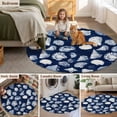 thumbnail image 6 of Summer Ocean Round Living Room Rugs 3.3 ft, Watercolor Blue Shell Conch Nautilus Washable Area Rug with Non-Slip Sturdy Edge Binding Round Front Door Mat Floor Carpet for Entryway, 6 of 9