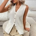 thumbnail image 5 of Xdegoge Vest for Women V Neck Sleeveless Button Down Front Classic Knit Waistcoat With Pockets Casual Slim Fit Sophisticated Work Office Layering Fall Summer Tops, 5 of 9