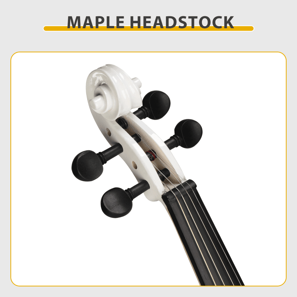 Tcbosik Electric Violin 4/4 Full Size, Silent Violin Set with Headphone and Connecting Line for Beginner, String Instrument with Case, Bow and Rosin, White