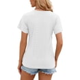 thumbnail image 4 of Frontwalk Women Summer Tops Short Sleeve T Shirt Boho Tee Ladies Casual Tunic Blouse V-Neck Pullover White L, 4 of 5