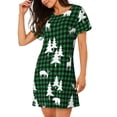 thumbnail image 2 of Gaeub Christmas tree green plaid Print Women's Short-Sleeved Nightdress,Loose Comfy Pajama Sleepwear,Summer Night-dresses for Women, 2 of 6