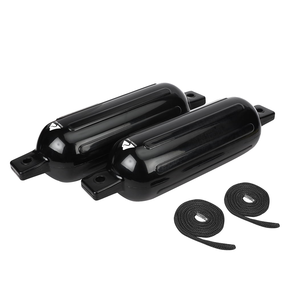 Ozark Trail Inflatable Boat Fenders with Fender Lines, Black, 5.5 in x 20 in, 2-Pack