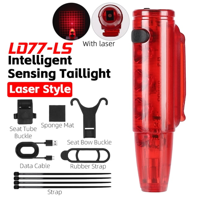 Rear Light USB Rechargeable High Visibility Multifunction Bike Rear Light with Brake Sensing Cycling Tail Light Road Bike Rear Lamp