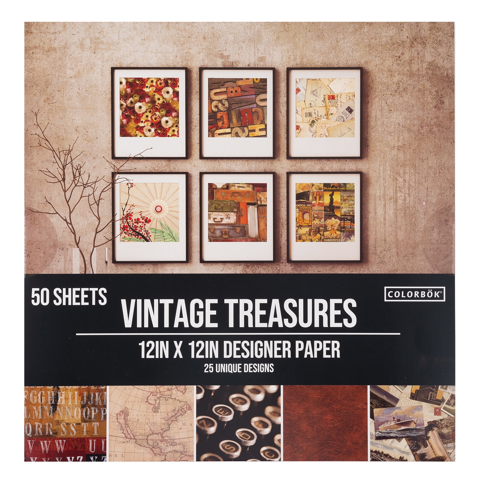Colorbok Designer Paper Pad Vintage Treasures,68117E 2 Pack 12 x 12 