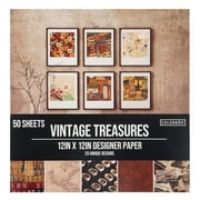 Colorbok Solid Multicolor Vintage Treasures Designer Paper,12"x12", 67 lb./100 GSM, 50 Sheets
