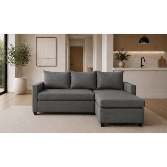 Sala Esquinera Modular El Bazar Store Vancouver Gris oxford 175x130 cm Sofa Lado derecho ó izquierdo Económica, Tela Lino