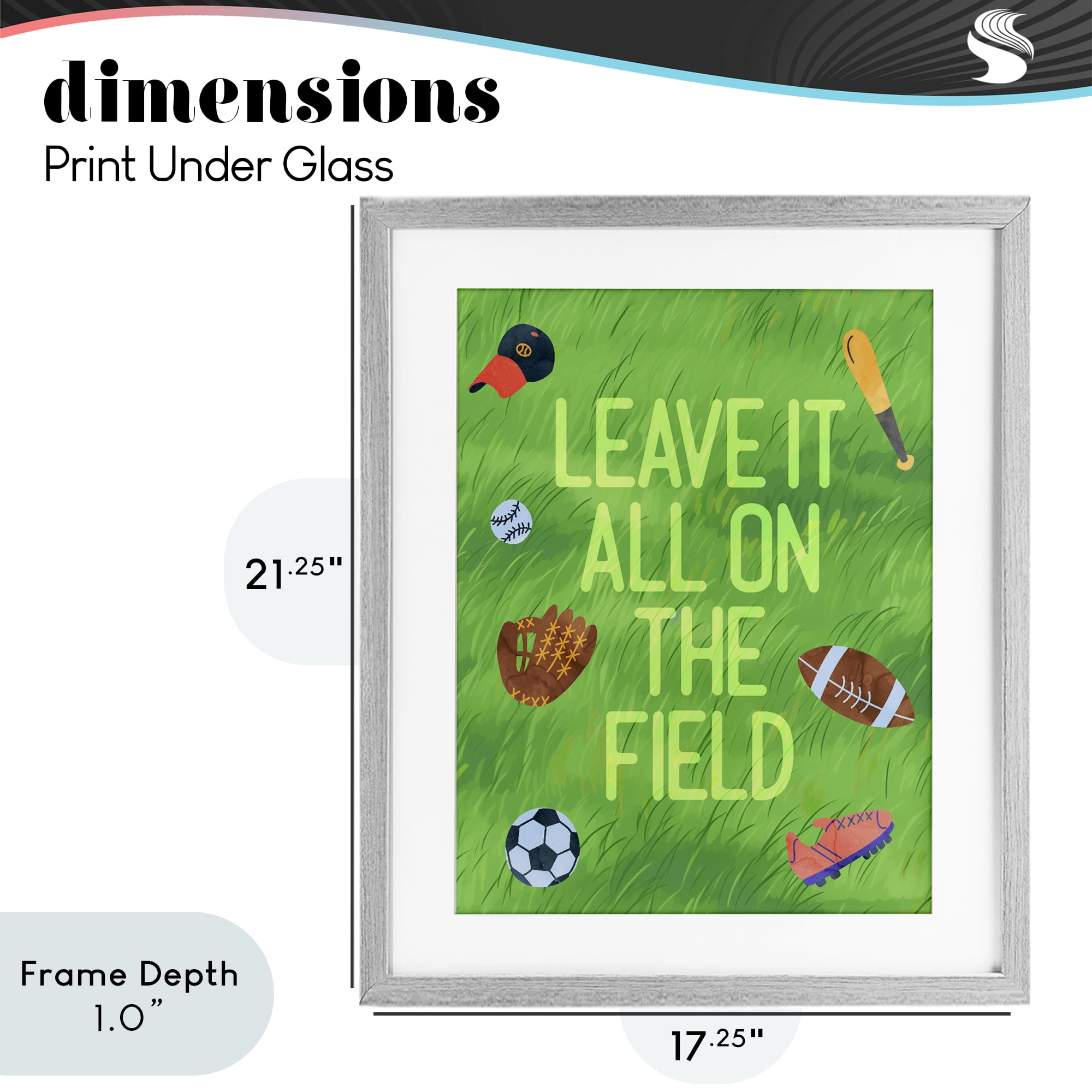 Stupell Industries Leave It On The Field Gray Framed Print Under Glass, design by Lil' Rue