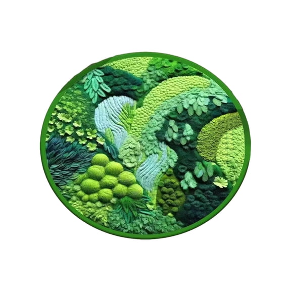 PPLoney Round Non-Slip Green Moss Carpet - Soft Imitation Floor Mat for Bedroom and Living Room - Versatile Area Rug for Home Decor - Easy Care and Convenient Size