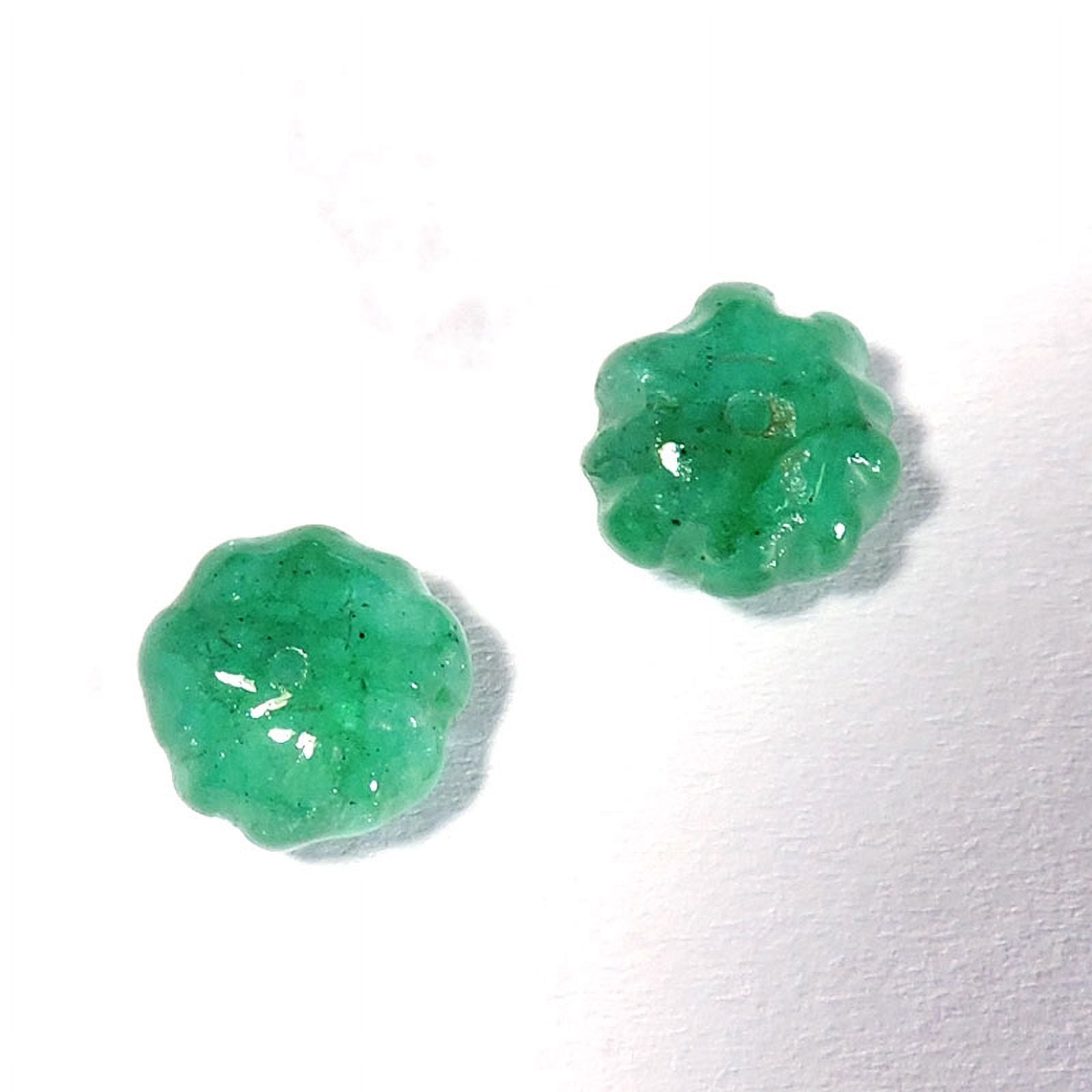 Genuine Emerald Pair Flower Cut 1mm Drill Hole Beads Gemstone 11.25Cts