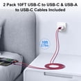 thumbnail image 5 of 20W PD & QC Dual-Port Fast Wall Charger Block, Type C Charger Block with 10FT USB-C to C & USB-A to C Cables, Power Adapter Compatible with iPhone 17/16/15 Pro Max iPad Pro Galaxy S26 Android,Pink, 5 of 7