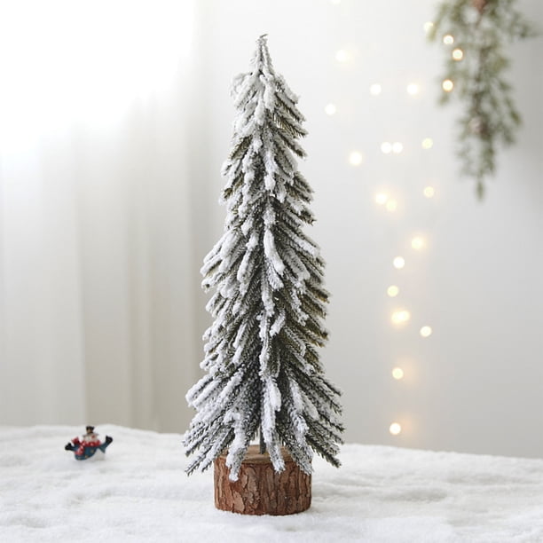 Adornos navideños en miniatura: Árbol de Navidad pequeño con nieve cayendo. Decoración para el hogar o escritorio.