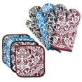 thumbnail image 5 of Lavish Home Oven Mitt And Pot Holder Set, Quilted And Flame And Heat Resistant (Blue), 5 of 5