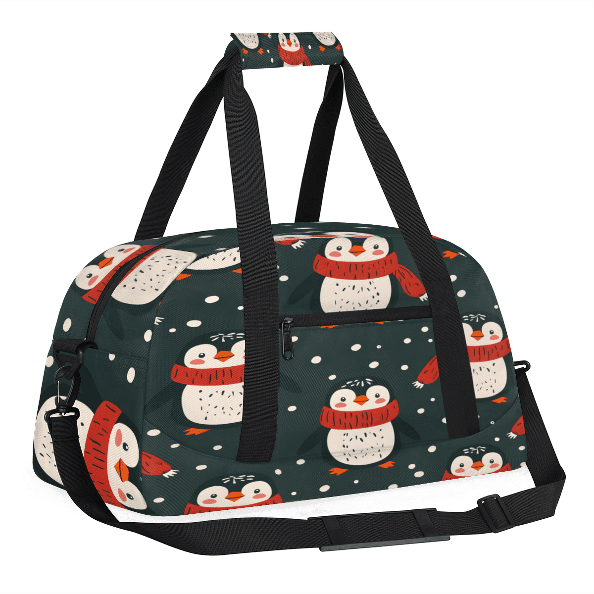 Herdesigns Penguin Sports Duffle Bag for Women & Men, Penguin Pattern Gym Bag Dance Bag Overnight Bag Carry On Weekender Travel Bag