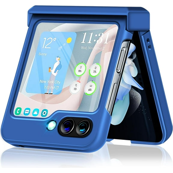 for Samsung Galaxy Z Flip 5 Case with Hinge Protection,Full Body Protective Cover Hard PC Ultra Slim Anti-Scratch Shockproof Lightweight Phone Case for Samsung Galaxy Z Flip 5 5G (Blue)