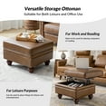 thumbnail image 3 of 27" Square Ottoman Coffee Table Faux Leather Lift Top Storage Footrest Stool Bedroom Living Room Brown, 3 of 7