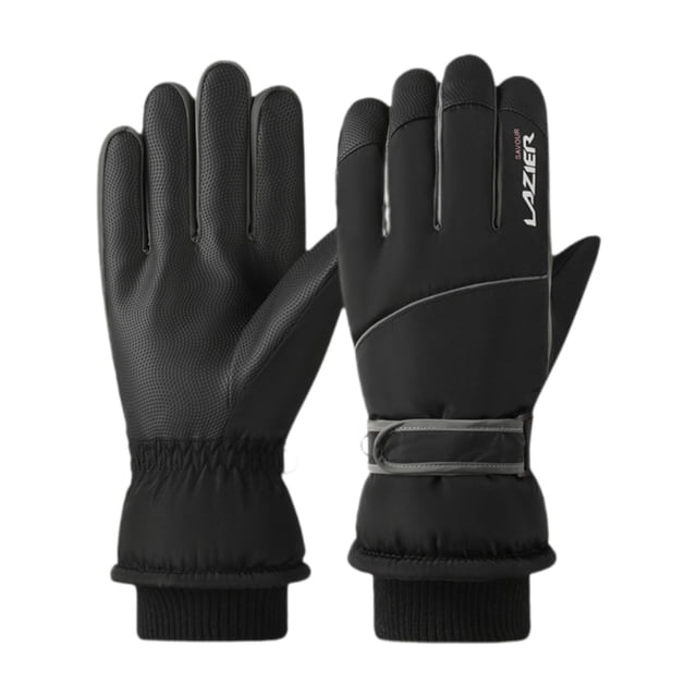 Guantes cálidos de invierno, 1 par, guantes de nieve para conducir, deportes al aire libre, snowboard Negro y gris