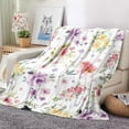 thumbnail image 2 of Watercolor Flower Throw Blanket Colorful Botanical Floral Printed Blanket Super Soft Flannel Throw Blanket Lightweight Fluffy Plush Fuzzy Bed Blanket for Bedding Sofa and Travel 50"X60", 2 of 6