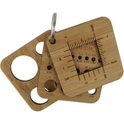 Bamboo Knitting Needle Gauge and Ruler or Stitch Counter in US and Metric - Travel Set with Key Ring