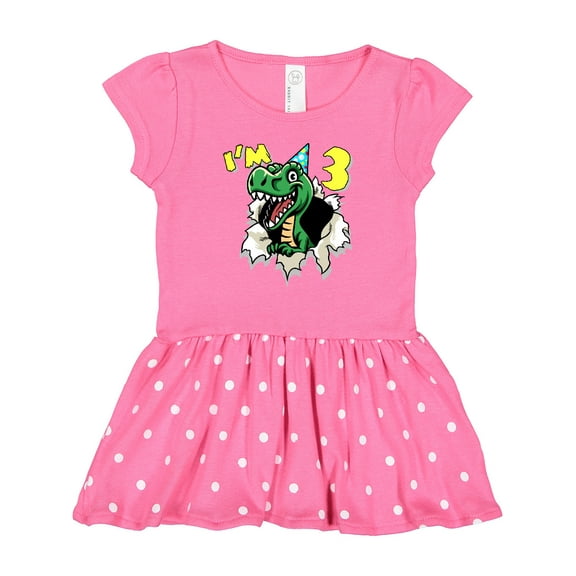 Inktastic I'm 3 Dinosaur Girls Toddler Dress