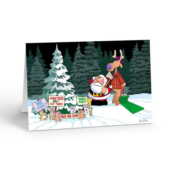 Save Our Forest Holiday Greeting Card - 12 Cards with Envelopes - Christmas - 18