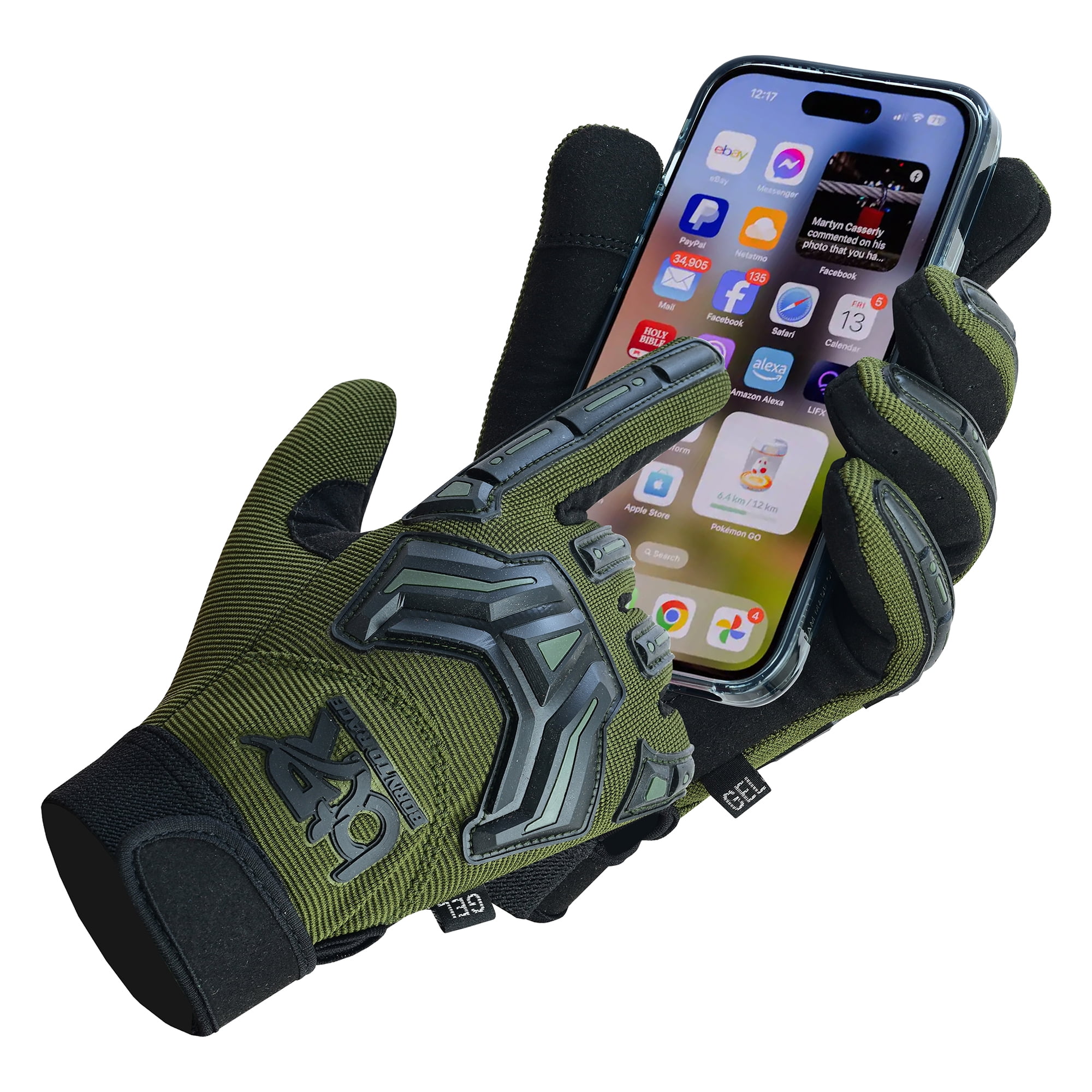 Mechanic Work Gloves Touchscreen Welding Power Tools Construction Heavy Duty Safety Work Gloves Green-2XL